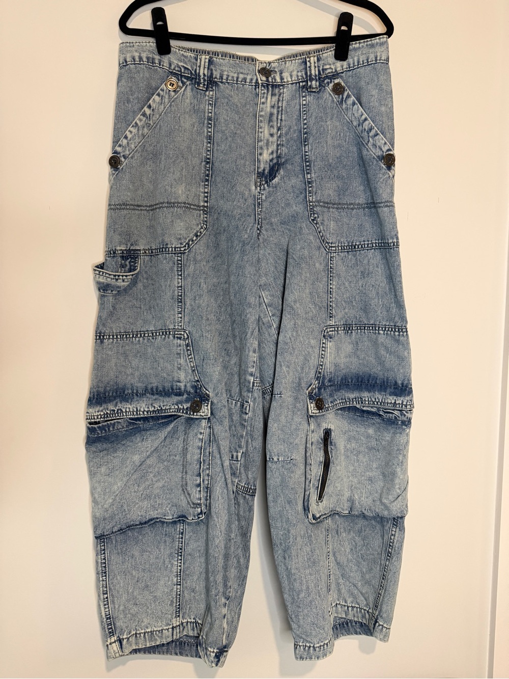 Oil & Hali Light Blue Washed Cargo Jeans - Utility Pocket Design